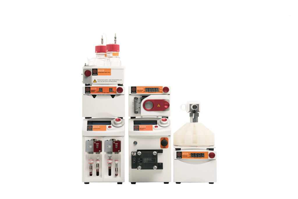 A photograph of a Syrris Asia flow chemistry setup
