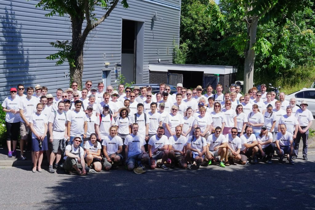 A photograph of Syrris/Blacktrace employees after the 15 year walk for charity