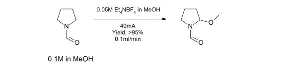 The Methoxylation of N-formyl-pyrrolidine in a Microfluidic Electrolysis Cell for Routine Synthesis