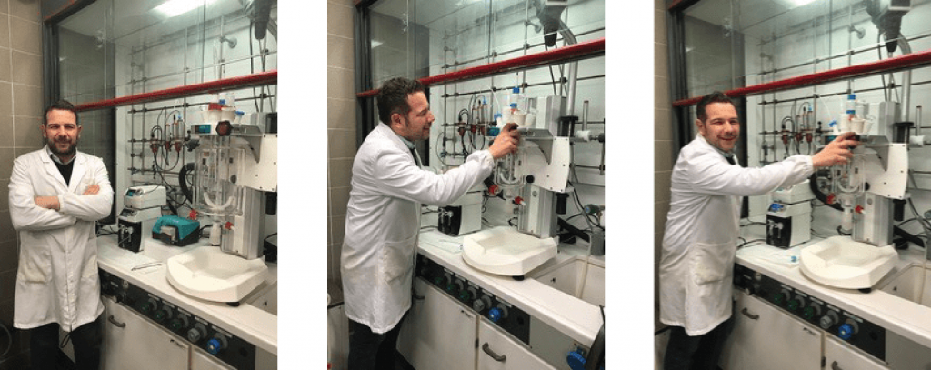 Dr.-Marco-Marchetti-at-NIS-Materials-using-his-Syrris-Orb-Jacketed-Reactor