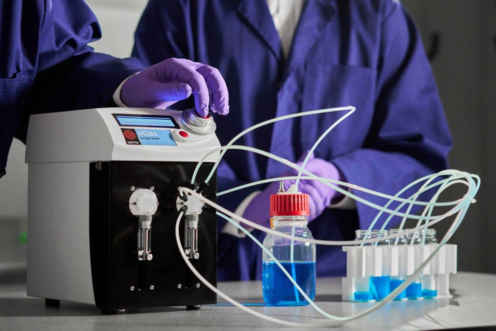 Syrris Atlas Syringe Pump, showing connected to the Atlas HD